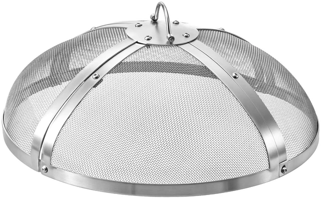Main image of VEVOR Fire Pit Spark Screen, 19 inch Round, Stainless Steel Mesh Cover Lid, for Outdoor, Patio, Backyard, Camping, Party, with Handle and Poker, High Temperature Tolerant, Help Block Sparks, Silver