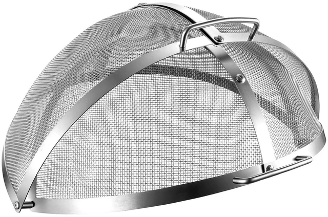 Main image of VEVOR Fire Pit Spark Screen, 19 inch Dome, Stainless Steel Mesh Cover Lid, for Outdoor, Patio, Backyard, Camping, Party, with Handles and Poker, High Temperature Tolerant, Help Block Sparks, Silver