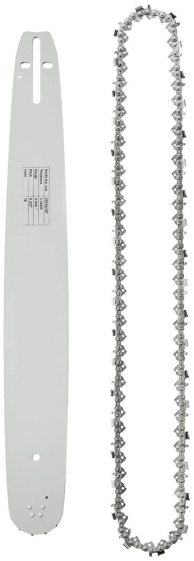 Main image of VEVOR Bar & Chainsaw Chain Combo 20" .325" Pitch .058" Gauge 76 Drive Links, Fits VEVOR CN-52G / CN-58G / CN-62G Gas Chainsaw, Alloy Steel, Replacement Guide Bar & Saw Chain with Sharp Cutter Teeth