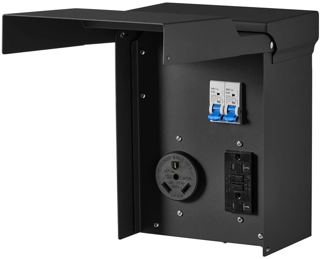 Main image of VEVOR 30 20 Amp RV Temporary Power Outlet Box Electrical Panel with Breaker, Weatherproof Electrical Outlet Box, with Prewired 30 Amp & 20 Amp GFCI Receptacle, for RV Camper, Travel Trailer, Motorhome