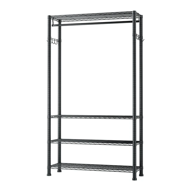 Alt view image 9 of 9 - VEVOR Clothing Garment Rack, Heavy Duty Clothing Garment Rack, 4 Adjustable Tiers Clothing Racks with Carbon Steel, 500 lbs Load Capacity Closet Wardrobe for Bedroom, Clothing Store, Hallway