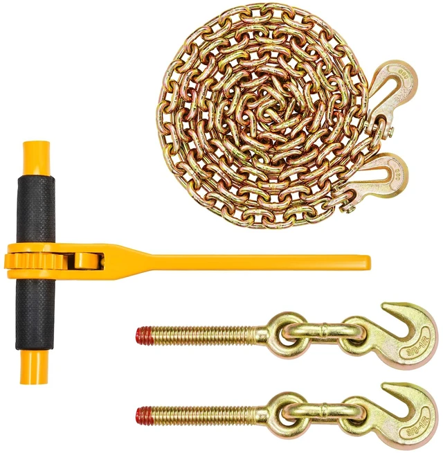 Alt view image 15 of 15 - VEVOR Chain and Binder Kit 3/8"-1/2" Ratchet Load Binder 3/8" x 10' Chain 2 Pack