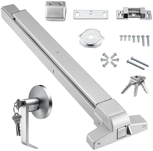 Alt view image 15 of 15 - VEVOR Push Bar Door Locks, Carbon Steel Panic Bars for Exit Doors, with Exterior Lever and 3 Keys, Push Bar Panic Exit Device Door Hardware for Metal Wood Door, for Left and Right Handed Doors