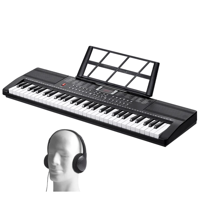 Alt view image 8 of 8 - VEVOR 61 Key Digital Keyboard Piano, 200 Tones 200 Rhythms, Electric Portable Piano Keyboard Kit with 60 Demo Songs Built-In Dual Speakers Headphones, Piano Stickers for Beginners Learning