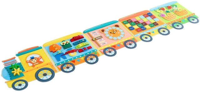 Main image of VEVOR Felt Wall Busy Board, 14-in-1 Train Foldable Montessori Activity Toys, Travel Daycare, Classroom, Playroom, Home, Educational Sensory Panel, with Letters Fruits Vegetables Clock Learning Pieces