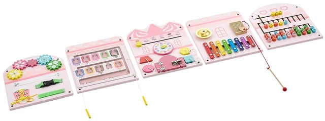 Main image of VEVOR Wall Busy Board, 14-in-1 Castle Montessori Sensory Activity Panels, Learning Activity Center for Daycare, Classroom, Playroom, and Home, Sturdy Wooden Educational Toys, with Mounting Hardware