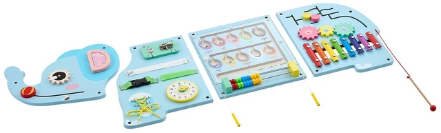 Main image of VEVOR Wall Busy Board, 14-in-1 Elephant Montessori Sensory Activity Panels, Learning Activity Center for Daycare, Classroom, Playroom, and Home, Sturdy Wooden Educational Toys, with Mounting Hardware