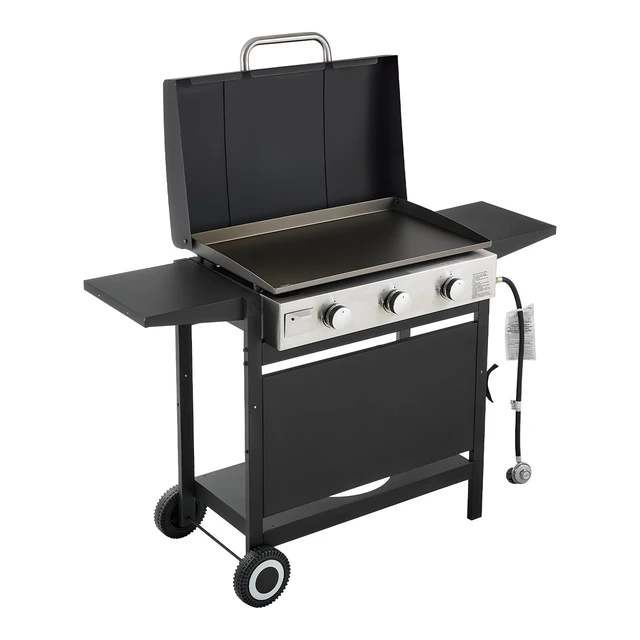 Alt view image 9 of 9 - VEVOR Gas Griddle, 3-Burner Flat Top Grill, Propane Griddle with Wheels, Lid, 3 x 11000 BTU Outdoor Flat Top Grills for Pan-Frying, Grilling, Stir-Frying, & BBQ, Pulse Ignition, Removable Top Design
