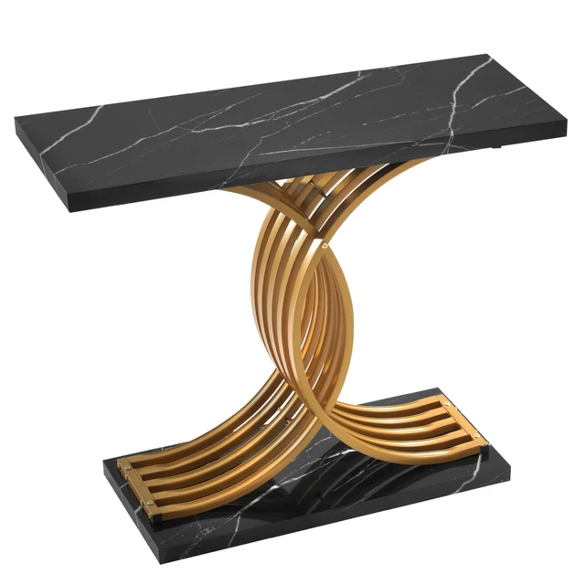 Alt view image 2 of 2 - Vevor 39 in Gold Console Table, Modern Desk Behind the Couch, Wood Rectangle Entrance Desk, Narrow Long Sofa Table Accent Stand with Metal Legs for Hallway, Bedroom, Living Room, Foyer, Easy Assembly