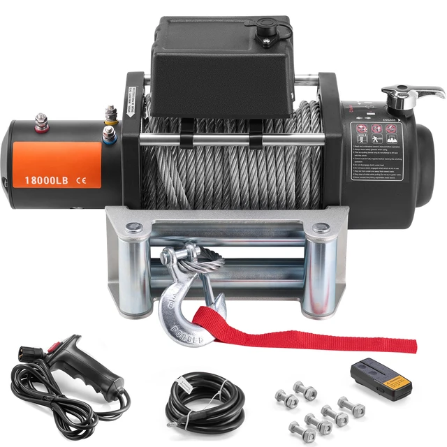 Alt view image 15 of 15 - VEVOR Electric Winch Truck 18,000 lb Steel Cable IP65 Waterproof Remote Control