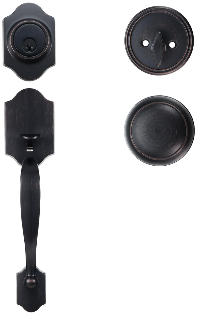 Alt view image 16 of 16 - Front Door Handle and Deadbolt Set, Front Door Lock Set with Interior Knob, Adjustable Hole Spacing Single Cylinder Handleset, for Right and Left Handed Entrance, Brushed Oil Rubbed Bronze