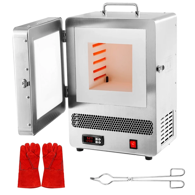 Alt view image 9 of 9 - Tabletop Kiln Melter, 1500W Electric Kiln, 2192 Max Temperature, Precise Control, Stainless Steel, Gold Melting Furnace for Wax Casting, Clay DIY, Metal Tempering, Glazing on Pottery, Silver