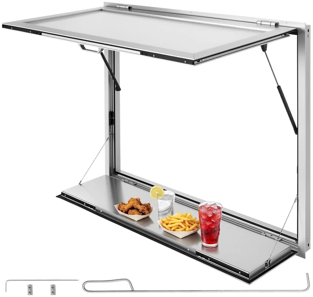 Main image of VEVOR Concession Window Folding Shelf 48x36in Aluminum Alloy Service Window, for Food Truck, Up to 85 Degrees, with Awning Door and Drag Hook, Rainwater Resistant