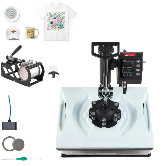 Main image of VEVOR Heat Press Machine 12 x 15 in 5-in-1 Combo Sublimation Press Machine, Heat Up Fast and Even, Digital Precise Time and Temp Control, Multi-Function, for T-Shirts, Mugs, Tumblers, Caps, Plates