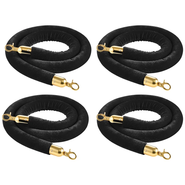 Alt view image 8 of 8 - VEVOR 4 Pcs Black Velvet Stanchion Ropes, 5 ft Crowd Control Stanchion Black Velvet Ropes with Gold Hooks, Post Queue Barrier Carpet Rope for Carpet Events Movie Theaters Grand Openings Hotels Party