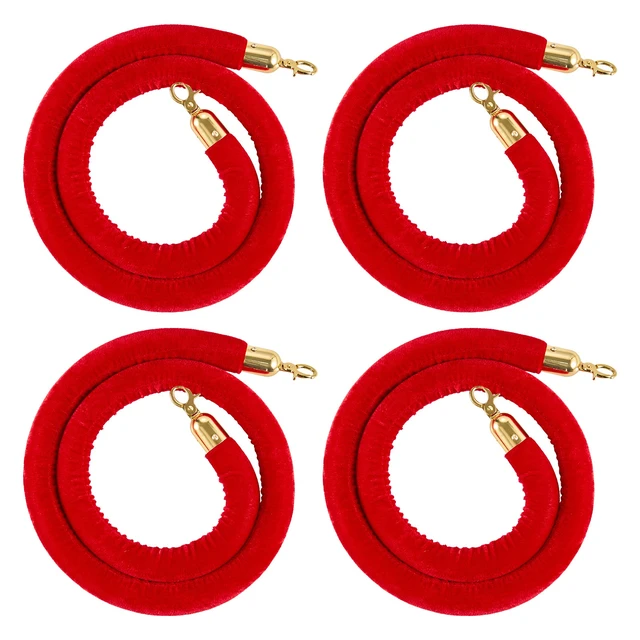 Alt view image 8 of 8 - VEVOR 4 Pcs Red Velvet Stanchion Ropes, 5 ft Crowd Control Stanchion Red Velvet Ropes with Gold Hooks, Post Queue Barrier Carpet Rope for Carpet Events Movie Theaters Grand Openings Hotels Party