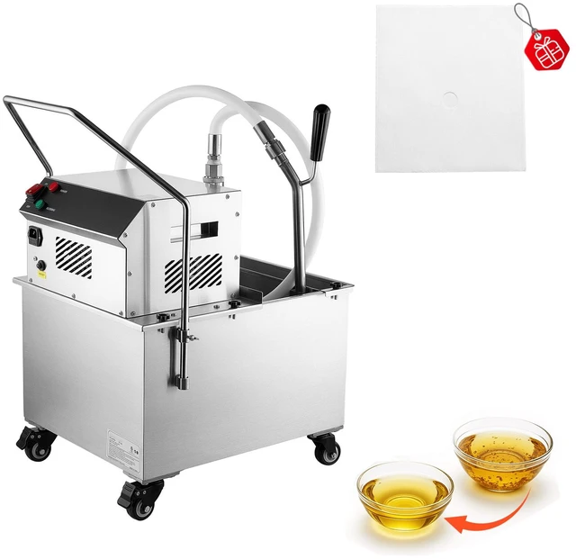 Main image of VEVOR Commercial Mobile Fryer Filter Machine 38L /10Gal Filter Truck Cart, 370W Deep Frying Oil Filtration System, Stainless Steel, 12 L/min Filtering Speed, for Restaurant, Kitchen, Burger Shop