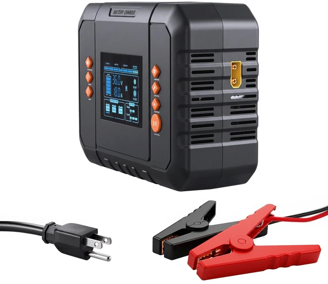 Main image of VEVOR Golf Cart Battery Charger 36V 18A and 48V 13A Smart Trickle Charger, for Lithium LiFePO4 Lead-Acid AGM/Gel/SLA Batteries, Plastic Shell, Multiple Protections, with LCD Display & Cooling Fan