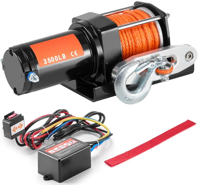 Alt view image 15 of 15 - VEVOR Electric Winch ATV UTV 3500 lb Synthetic Rope Waterproof Wired Control