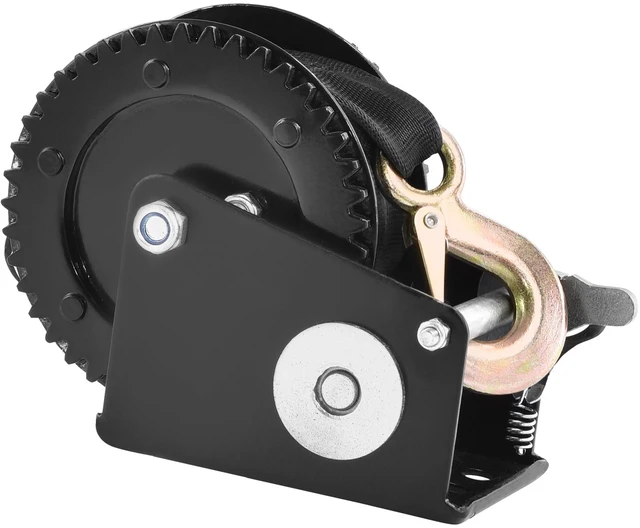 Alt view image 16 of 16 - VEVOR Hand Winch, 2000 lbs Pulling Capacity, Boat Trailer Winch Heavy Duty Rope Crank with 23 ft Polyester Strap and Two-Way Ratchet, Manual Operated Hand Crank Winch for Trailer, Boat or ATV Towing