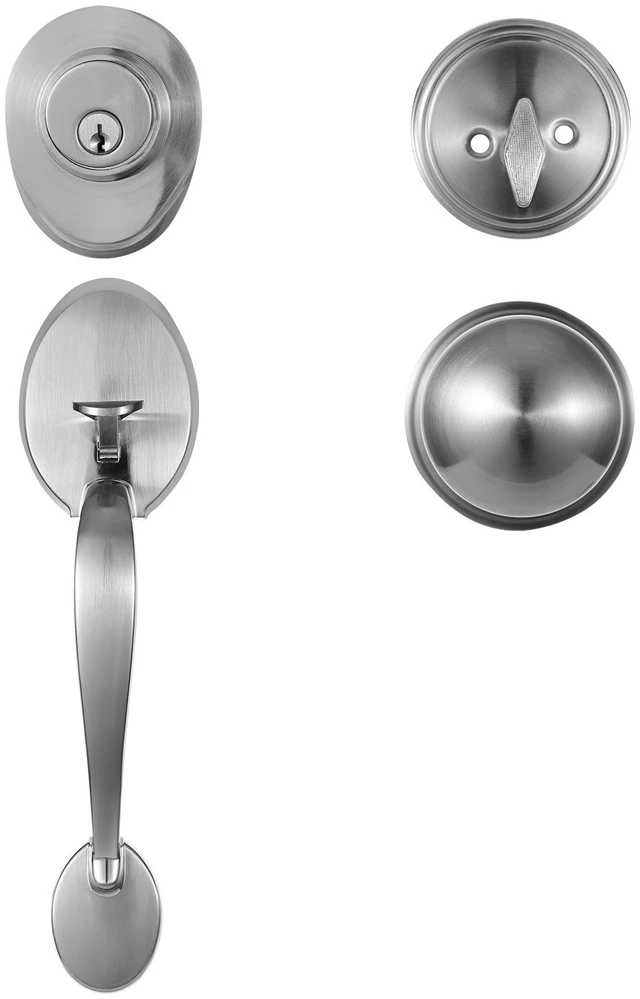 Alt view image 8 of 8 - Front Door Handle and Deadbolt Set, Satin Nickel Front Door Lock Set with Interior Knob, Adjustable Hole Spacing Single Cylinder Handleset, for Right and Left Handed Entrance and Front Door