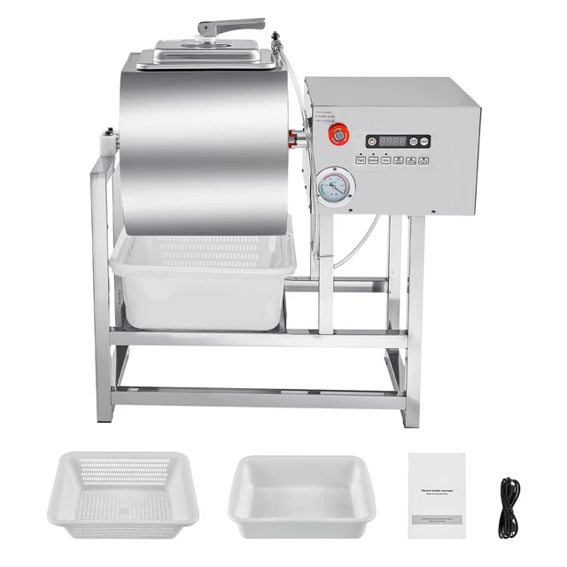 Alt view image 9 of 9 - Commercial Meat Tumbler Marinator, 40L Vacuum Tumbler Marinating Machine with Bidirectional Rotation and 3-Speed, Stainless Steel Vacuum Curing Machine for Chicken Pork Fish, Steak House