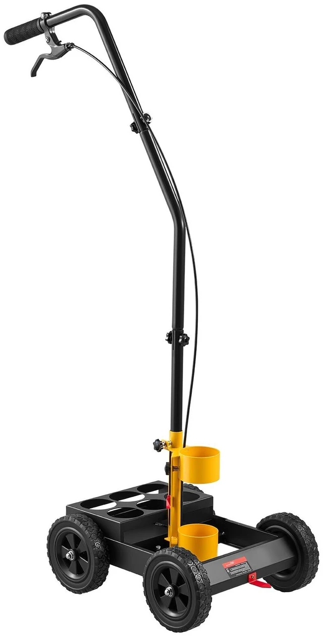Main image of VEVOR Striping Line Marking Machine 6-Can Capacity Black with 4 Wheels, Parking Lot Striping Machine, 2 to 4 in Adjustable Line Width, Heavy Duty, Fast and Accurate Marking, with Adapter Nozzle