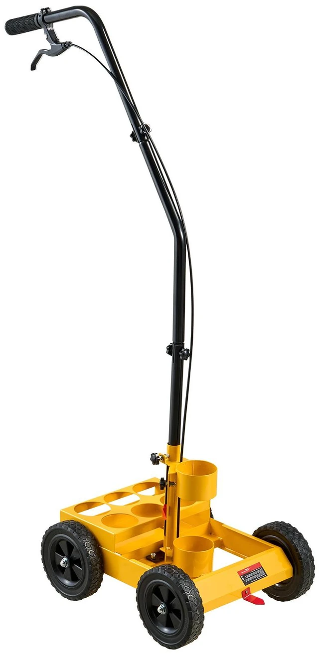 Main image of VEVOR Striping Line Marking Machine 6-Can Capacity Yellow with 4 Wheels, Parking Lot Striping Machine, 2 to 4 in Adjustable Line Width, Heavy Duty, Fast and Accurate Marking, with Adapter Nozzle