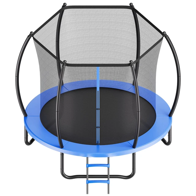 Alt view image 9 of 9 - VEVOR Outdoor Trampoline, 8FT Recreational Trampoline, ASTM Approved Trampolines with Enclosure Net & Thickened Pad, Max 265 lbs Weight Capacity, Anti-Rust Backyard Trampolines for Kids & Adults