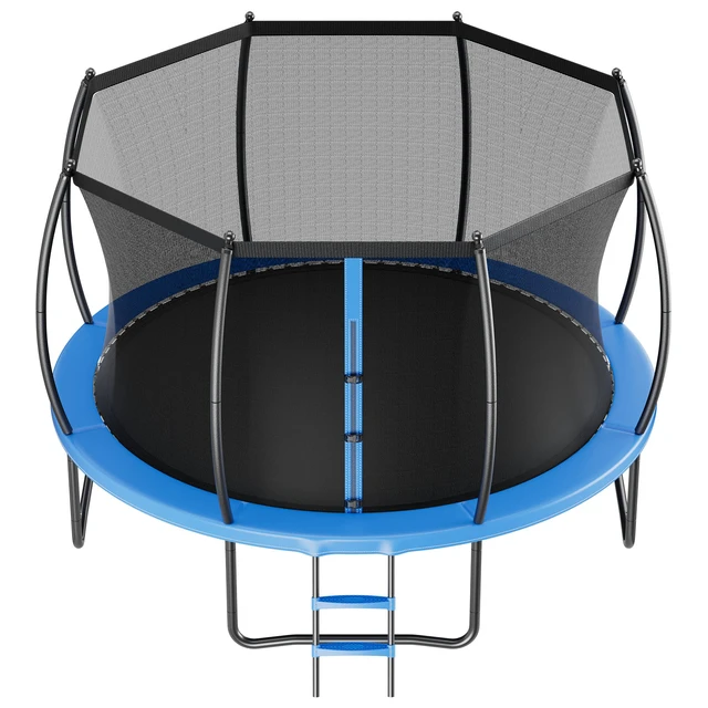 Alt view image 9 of 9 - VEVOR Outdoor Trampoline, 14FT Recreational Trampoline, ASTM Approved Trampolines with Enclosure Net & Thickened Pad, Max 450 lbs Weight Capacity, Anti-Rust Backyard Trampolines for Kids & Adults