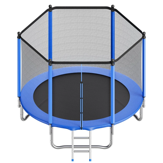 Alt view image 9 of 9 - VEVOR Outdoor Trampoline, 8FT Round Recreational Trampoline with Enclosure Net, ASTM Approved, Heavy Duty Trampolines, Max 265 lbs Weight Capacity, Anti-Rust Backyard Trampolines for Kids & Adults