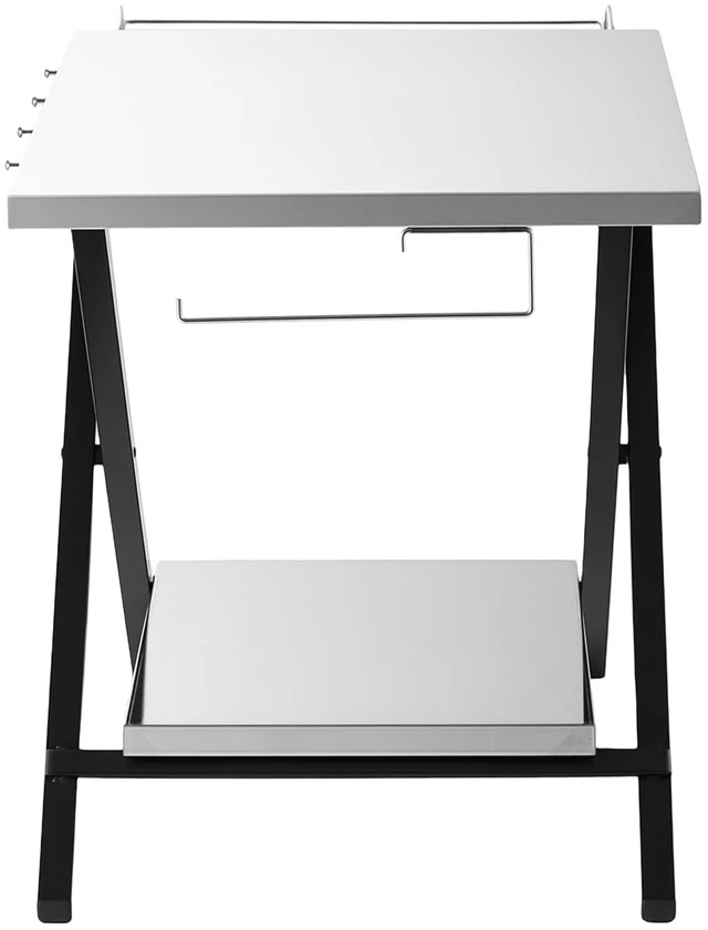Main image of VEVOR Folding Grill Table 30x24 in Camping Prep Tables Stainless Steel, for Picnic BBQ Tailgating, 70 lbs Capacity, Adjustable Height, 2 Tier Outdoor Pizza Oven Stand, Garage Rack, Tissue Holder