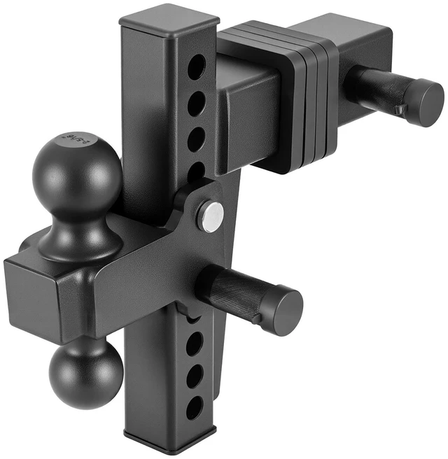 Alt view image 8 of 8 - VEVOR Adjustable Trailer Hitch, Fit 2.5 Inch Receiver, Trailer Hitch Mount with 2 Inch & 2-5/16 Inch Balls, 28000 lbs GTW, 8 Inch Drop, Towing Ball Mounts for RVs, Off-Road Vehicles and Trucks, Black