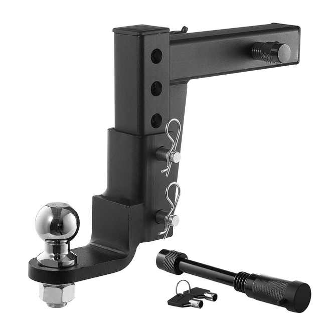 Alt view image 8 of 8 - VEVOR Trailer Hitch Ball Mount, Fit 2-Inch Receiver, Adjustable Trailer Hitch with 2 Inch Ball & Pin, 7500 lbs GTW, 9.5 Inch Drop, Towing Ball Mounts for RVs, Off-Road Vehicles and Trucks, Black
