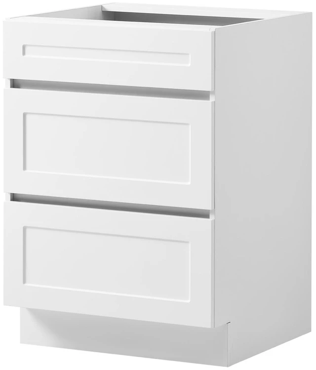 Main image of VEVOR White Shaker Base Cabinet Ready to Assemble, 24"W Unassembled Cabinet, 24" W x 24" D x 34.5" H, with 3 Drawers, Soft-Close Hardware, Fine Edge Banding, for Home, Office, and Laundry Room