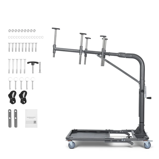 Alt view image 8 of 8 - VEVOR Hard Top Remover Lift, 220 lbs, Foldable Jeep Hardtop Removal and Storage System, Easy One-Person Operation, Adjustable Height, for Jeep Wrangler YJ, TJ, JK, JL, 4XE, Ford Bronco 4 Door & 6 Gen+