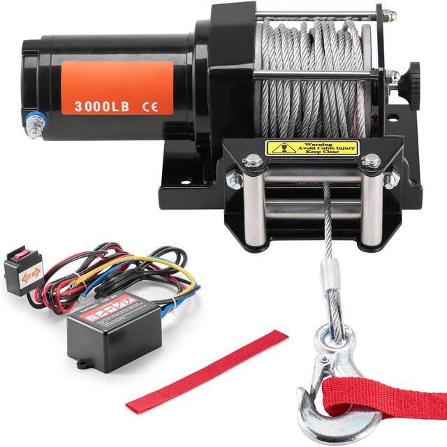 Alt view image 16 of 16 - VEVOR Electric Winch ATV UTV 3000 lb Steel Cable IP55 Waterproof Wired Control