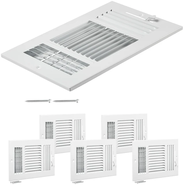 Alt view image 8 of 8 - 6 x 10 Inch Floor Registers, 6-Pack Floor Vents, HVAC 3-Direction Iron Vent Grilles for Home/Office Wall & Ceiling, Rustproof Anti-Peeling Air Vents Deflector Adjustable with Metal Damper, White