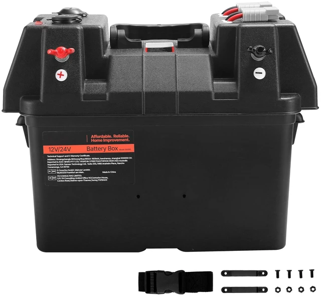 Alt view image 8 of 8 - VEVOR Battery Box, Group 24/31 Trolling Motor Battery Box, 12V/24V Marine Batteries Case with PP Shell and Dual Straps, Smart Batteries Case, Suitable for Trolling Motor, Marine,RV & Solar Panel
