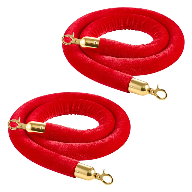 Alt view image 8 of 8 - VEVOR 2 Pcs Red Velvet Stanchion Ropes, 5 ft Crowd Control Stanchion Red Velvet Ropes with Gold Hooks, Post Queue Barrier Carpet Rope for Carpet Events Movie Theaters Grand Openings Hotels Party