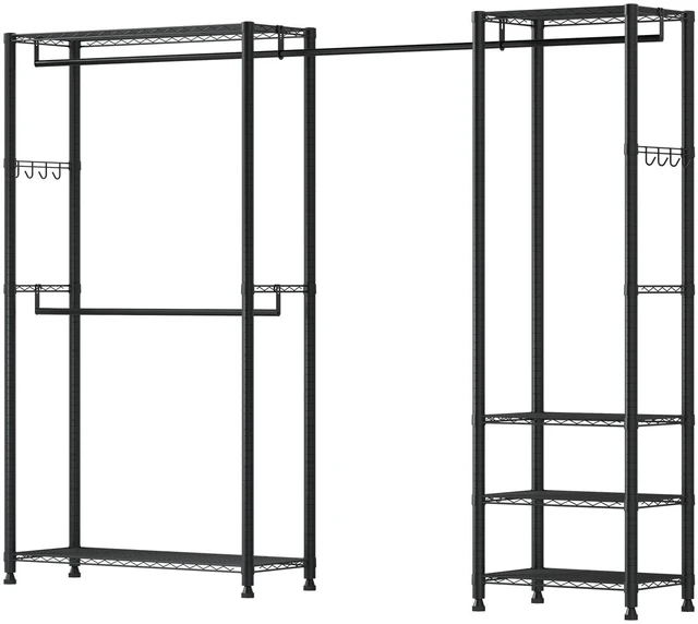 Alt view image 9 of 9 - VEVOR Clothing Garment Rack, Heavy Duty Clothes Rack, Freestanding Clothes Racks with Steel Frame, 800 lbs Load Capacity Closet Wardrobe with Storage Shelves for Bedroom, Clothing Store, Hallway