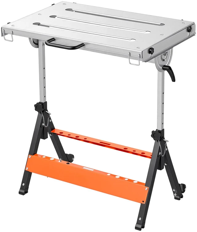 Main image of VEVOR Foldable Welding Table 30" x 20" Welding Workbench 400LBS Capacity, 5-Level Height Adjustable Work Table with 3 Tilt Angles & 3 Tool Slots, Heavy-Duty Steel Platform for Welding Assembly Repair