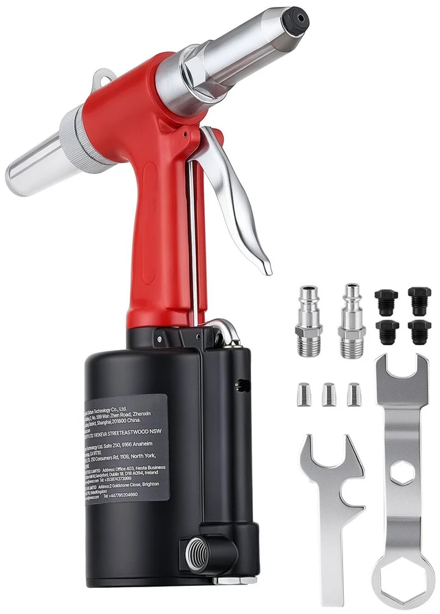 Main image of VEVOR Pneumatic Rivet Gun Kit with 3/32" 1/8" 5/32" 3/16" Nosepieces, 2425 LBS Pulling Force, 3-Claw Secure Grip, Air Pop Riveter Tool for Automotive, Construction, Industrial Manufacturing