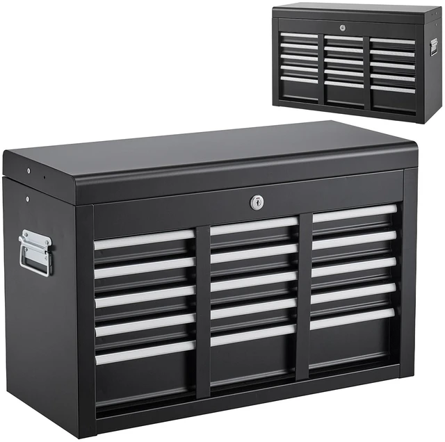 Main image of VEVOR Steel Tool Box 24" with 5 Drawers Portable Lockable Metal Toolbox, for Garage Workshop Repair Shop, Ball Bearing Drawer Slides, Auto-Locking Tool Storage Cabinet Organizer, with Handle, Black