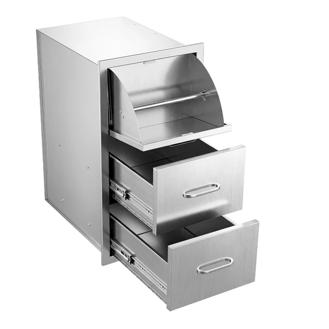 Main image of VEVOR Outdoor Kitchen Drawers, 30"W x 21"H x 16"D, Paper Towel Dispenser, for BBQ Island Storage, Patio Bars and Grill Station, with Handle, Built-In BBQ Island Drawers Organize Cookware Accessories