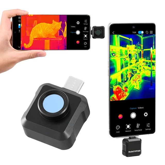 Alt view image 8 of 8 - VEVOR Thermal Imaging Camera for Android, 320 x 240 TISR Super Resolution, 25HZ Refresh Rate Infrared Thermal Imager for Smartphone Tablet, 160 x 120 IR Resolution, -4°F to 1022°F & 15 Color Palettes