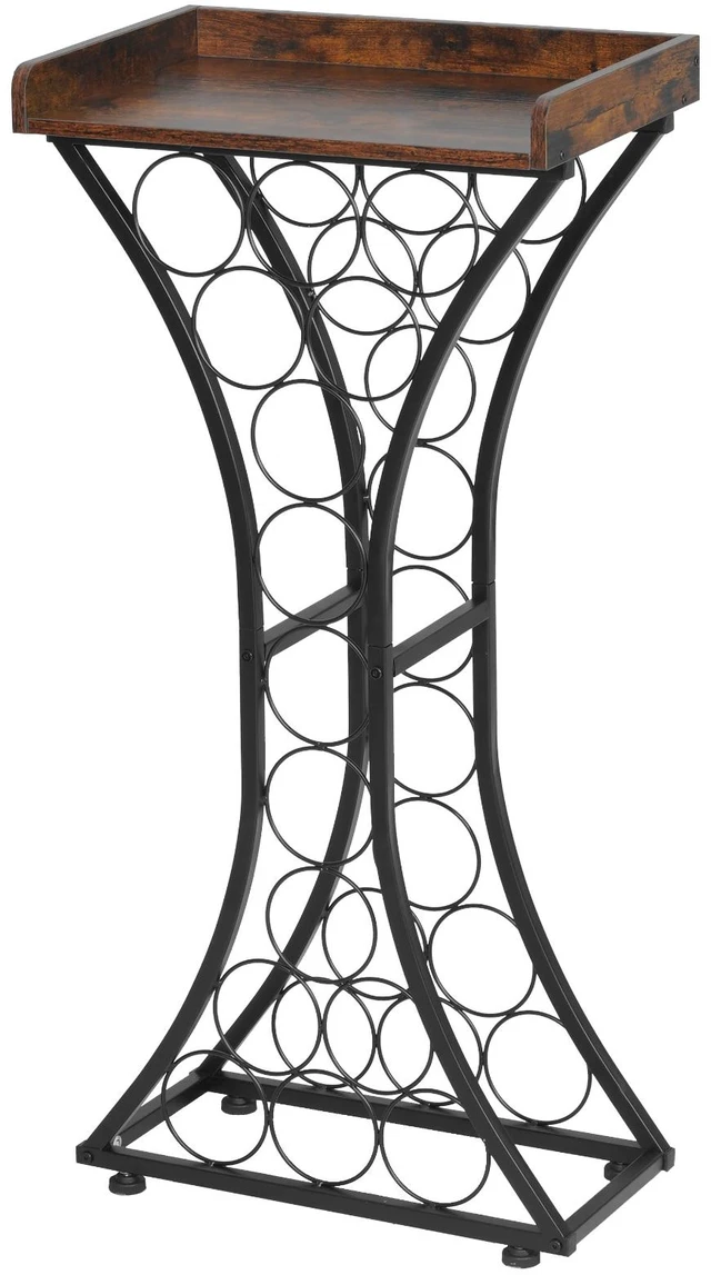 Alt view image 2 of 2 - Vevor 15 Bottle Wine Rack, Freestanding Floor Wine Holder Stand Liquor Cabinet with Wood Tabletop, Easy Assembly Floor Storage Rack, For Home Bar Kitchen Living Room Dining Room, Black