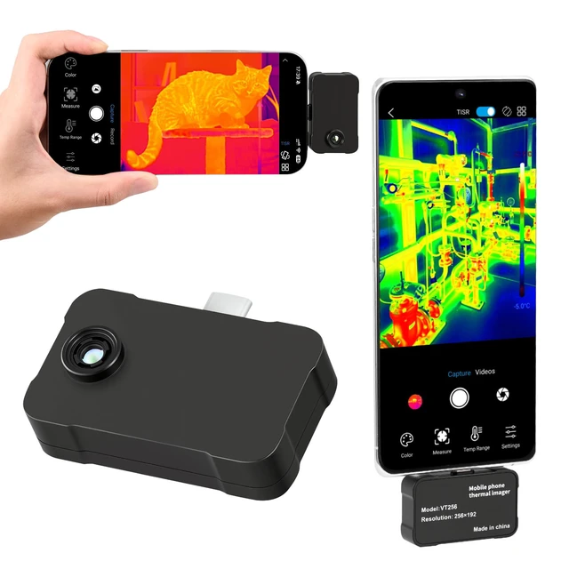 Alt view image 8 of 8 - VEVOR Thermal Imaging Camera for Android & iOS, 512 x 384 Super Resolution, 25HZ Refresh Rate Infrared Thermal Imager for Smartphones Tablets, 256 x 192 IR Resolution, -4°F-1022°F & 6 Color Palettes