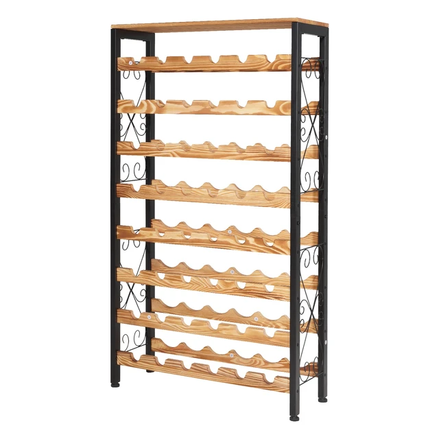 Alt view image 2 of 2 - Vevor 48 Bottle Wine Rack,8-Tier Wine Bottle Holder,Freestanding Floor Display Wine Storage Shelves with Wood Table Top,For Kitchen Pantry, Cellar, Bar, Dining Room, Living Room, Black