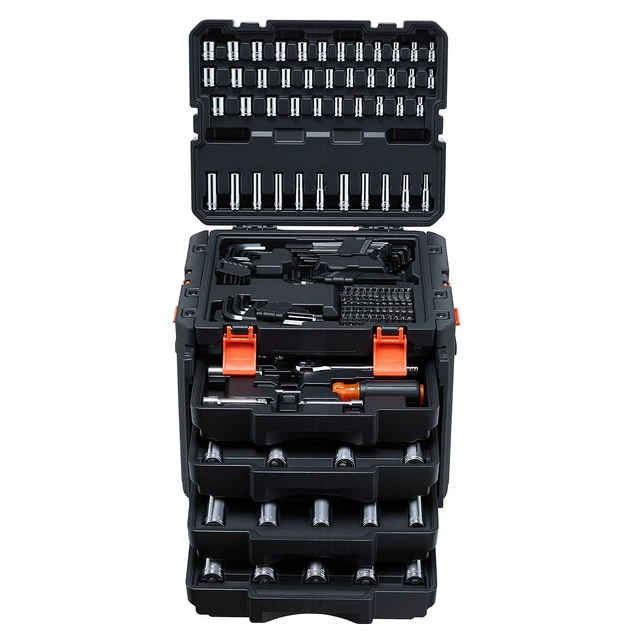 Alt view image 8 of 8 - VEVOR Mechanics Tool Set, 256-Piece Mechanic Tool Kit, 1/4 in, 3/8 in, and 1/2 in Drive, SAE and Metric Socket Set, Wrenches, Screwdriver Bits, Accessories, and Storage Case, for Automotive Repair